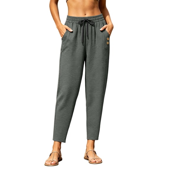Sevevn Women’s High-Waisted Ankle-Length Tapered Pants Versatile Casual & Work Trousers with Side Pockets