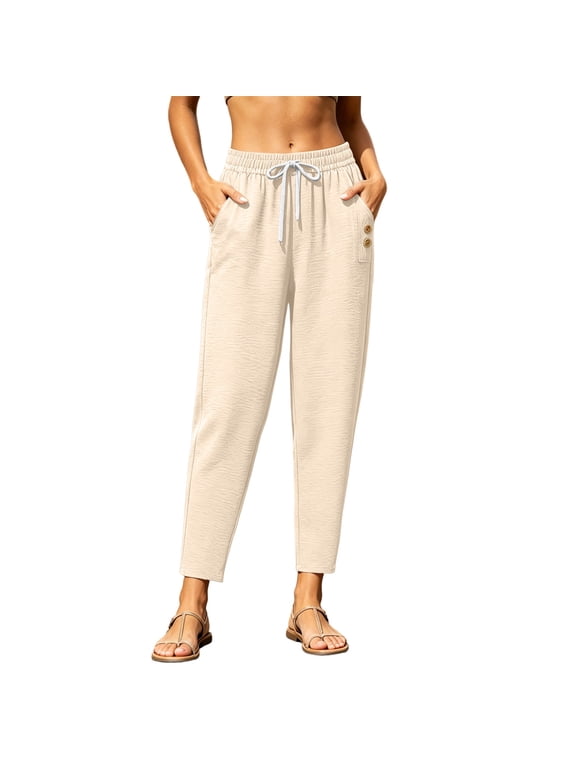 Women’s High-Waisted Ankle-Length Tapered Pants Versatile Casual & Work Trousers with Side Pockets