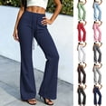 thumbnail image 1 of Sevevn Women's High Waisted Flare Sweatpants Trendy Drawstring Wide Leg Lounge Pants with Pockets Comfy Stretch Yoga Trousers Navy XL, 1 of 7
