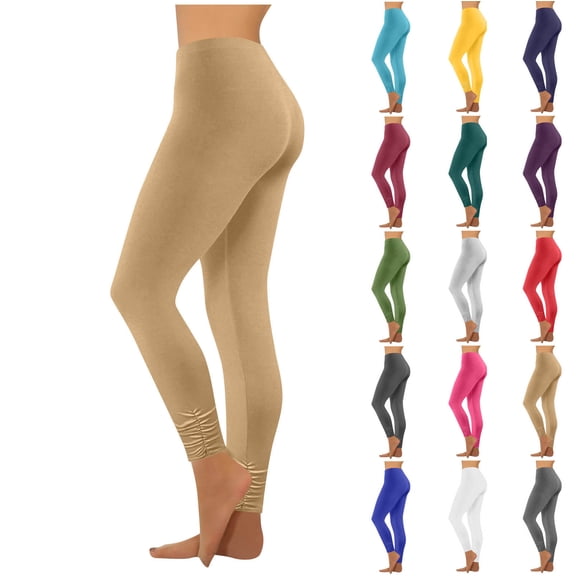 Sevevn Women's High Waisted Leggings Soft Stretchy Skinny Pants Lightweight Slim Fit for Daily Wear Khaki L