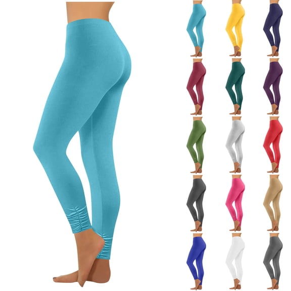 Sevevn Women's High Waisted Leggings Soft Stretchy Skinny Pants Lightweight Slim Fit for Daily Wear Light Blue L