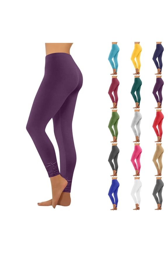 Women's High Waisted Leggings Soft Stretchy Skinny Pants Lightweight Slim Fit for Daily Wear Purple M