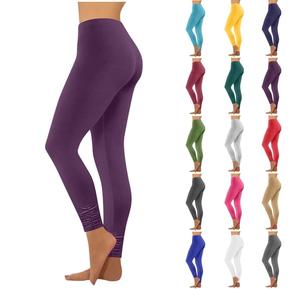 Sevevn Women's High Waisted Leggings Soft Stretchy Skinny Pants Lightweight Slim Fit for Daily Wear Purple XS