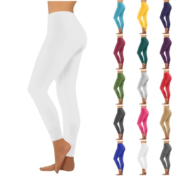 Sevevn Women's High Waisted Leggings Soft Stretchy Skinny Pants Lightweight Slim Fit for Daily Wear White S