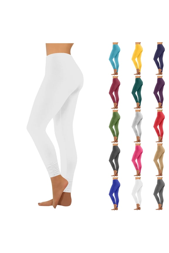 Women's High Waisted Leggings Soft Stretchy Skinny Pants Lightweight Slim Fit for Daily Wear White XS