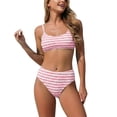 thumbnail image 1 of Sevevn Women's High Waisted Striped Bikini Set Ribbed Two Piece Swimsuit Pink L, 1 of 6