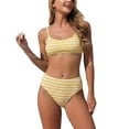 thumbnail image 1 of Sevevn Women's High Waisted Striped Bikini Set Ribbed Two Piece Swimsuit Yellow M, 1 of 6