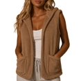 thumbnail image 1 of Sevevn Women's Hooded Fleece Vest with Pockets Soft Sherpa Sleeveless Vest Cozy Open Front Hooded Vest Jacket Warm Casual Layering Outerwear for Fall Winter Travel Hiking Daily Wear, 1 of 9
