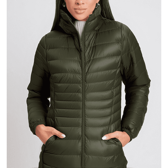 Sevevn Women's Down Jacket Lightweight Hooded Lightweight Down Jacket Women's Medium Long Lightweight Slim Large Size Thin Jacket Sales Today Clearance