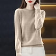 thumbnail image 1 of Sevevn Women's Knitted Sweater Base Shirt Long Sleeved Fashionable Round-Neck Top Khaki XL Summer Clearance, 1 of 3