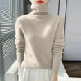 thumbnail image 1 of Sevevn Women's Knitted Sweater Base Shirt Long Sleeved Fashionable Turtleneck Top Beige XL Summer Clearance, 1 of 3