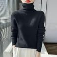 thumbnail image 1 of Sevevn Women's Knitted Sweater Base Shirt Long Sleeved Fashionable Turtleneck Top Black M Great Gifts for Less, 1 of 3