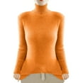 thumbnail image 1 of Sevevn Women's Knitted Sweater Base Shirt Long Sleeved Fashionable Turtleneck Top Orange L Deal of the Week, 1 of 4