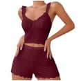 thumbnail image 1 of Sevevn Women's Lace Pajamas Set 2 Piece Lounge Set Sleeveless V Neck Cami Tops Lace Trim Shorts Sleepwear, 1 of 3