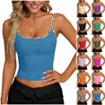 thumbnail image 1 of Sevevn Women’s Leopard Trim Tank Top Sleeveless Fitted Crop Cami Shirt Soft Stretch Casual Summer Top for Workout, Streetwear, Daily Wear Blue S, 1 of 7