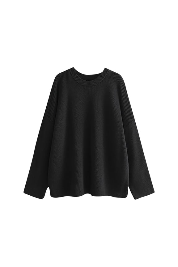 Women's Long Sleeve Pullover Casual Lightweight Soft Knit Sweater Double Sided Color Blocked Sweater