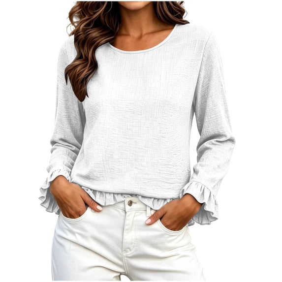 Sevevn Women's Long Sleeve Ruffle Flowy Blouse Fall Work Casual Tops 2026