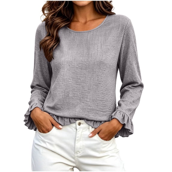 Sevevn Women's Long Sleeve Ruffle Flowy Blouse Fall Work Casual Tops 2026
