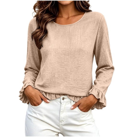 Sevevn Women's Long Sleeve Ruffle Flowy Blouse Fall Work Casual Tops 2026