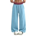 thumbnail image 1 of Sevevn Women's Mid Rise Wide Leg Sweatpants Soft Stretch Drawstring Waistband, Slimming Multi Pocket Winter Travel Trousers, 1 of 8