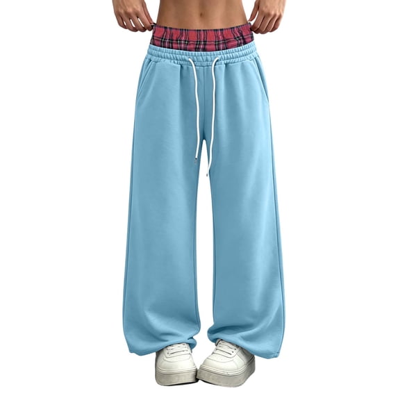 Sevevn Women's Mid Rise Wide Leg Sweatpants Soft Stretch Drawstring Waistband, Slimming Multi Pocket Winter Travel Trousers
