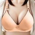 thumbnail image 1 of Sevevn Women's Non Steel Ring Style Printed Gathered Middle Button Breathable Underwear Daily Bra Beige M Rollbacks, 1 of 5