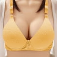 thumbnail image 1 of Sevevn Women's Non Steel Ring Style Printed Gathered Middle Button Breathable Underwear Daily Bra Yellow XXL Early Access Deals, 1 of 6