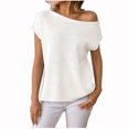 thumbnail image 1 of Sevevn Women's Off The Shoulder Sweater Tops Summer Short Sleeve Knit Casual Shirt 2025 Trendy Going Out Tops, 1 of 7
