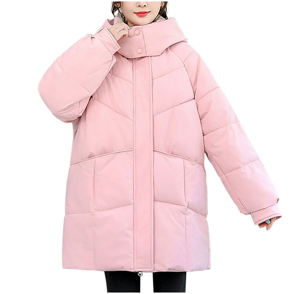 Sevevn Women's Oversize Quilted Jacket Long Sleeved Hooded Thickened And Fleece Casual Jacket With Pockets