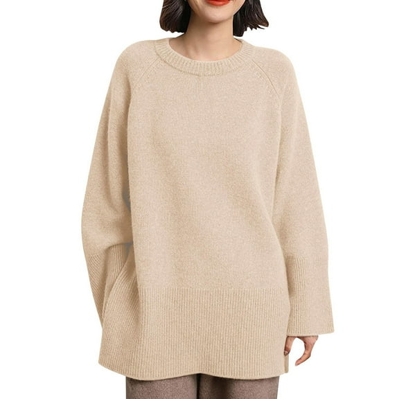Sevevn Women's Oversized Sweaters Crewneck Knitted Pullover Sweater Long Sleeve Casual Top Fall Winter Trendy Outfits
