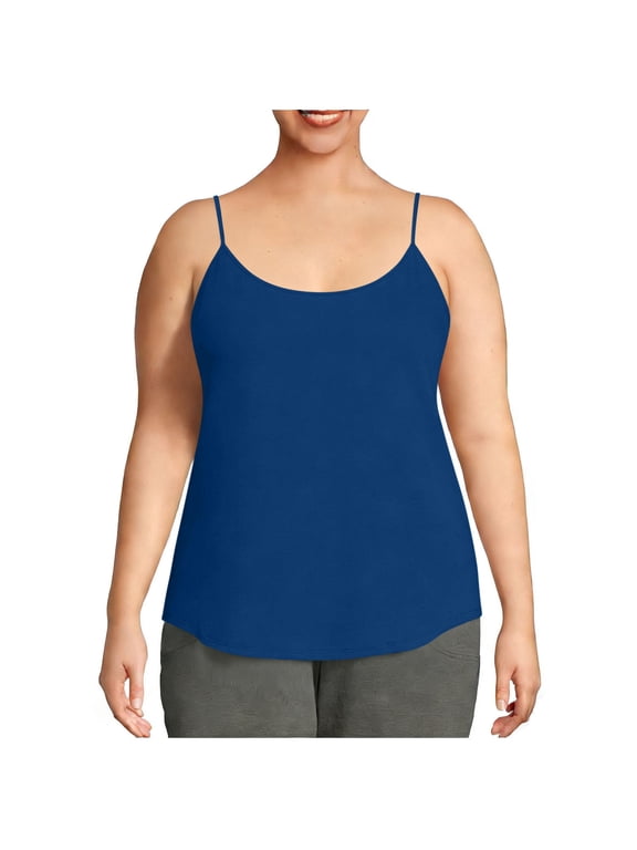 Women's Plus Size Camisole Tank Tops Spaghetti Strap Scoop Neck Basic Layering Cami Shirts Blue XL