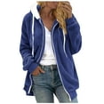 thumbnail image 1 of Sevevn Women's Plus Size Plush Jacket Winter Full Zipper Plush Hooded Cardigan Jacket Soft And Oversized Warm Jacket Blue S Summer Savings, 1 of 6