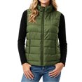 thumbnail image 1 of Sevevn Women's Quilted Puffer Sleeveless Vest Stand Collar Zip‑Up Lightweight Padded Gilet with Zipper Pockets Fall Winter Outerwear Army Green XL, 1 of 7