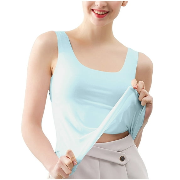 Sevevn Women’s Seamless Ice Silk Camisole Soft Breathable Summer Undershirt, Slim Fit Tank Top Lightweight Lounge & Sleepwear Sky Blue L Deal of the Week