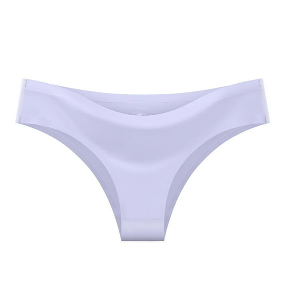 Sevevn Women's Seamless Ice Silk Sexy Panties Mid-waist Breathable Briefs Purple L Family Gifts