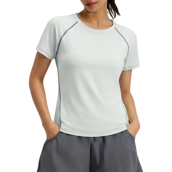 Sevevn Women's Short Sleeve Workout Tops Crew Neck Raglan Sleeve Quick Dry Athletic T-Shirts Green M