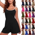 thumbnail image 1 of Sevevn Women’s Sleeveless Romper Casual Summer Jumpsuit Spaghetti Strap One Piece Shorts Outfit Loose Fit Lounge Playsuit Vacation Beachwear Cute Daily Wear Outfit, 1 of 7