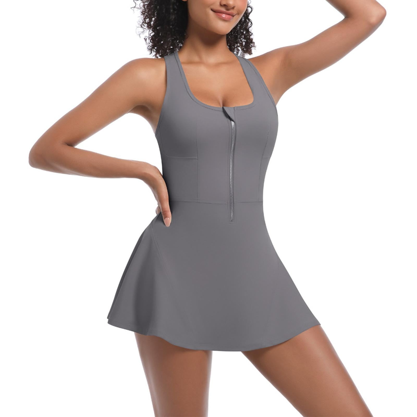 Sevevn Women's Sleeveless Tennis Dress with Built-In Shorts,Athletic Dress Breathable Stretch Workout Activewear