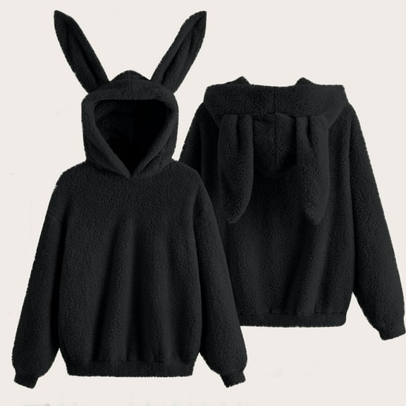 Sevevn Women's Small Print Pocket Shoulder Sleeves Long Sleeved Top Hooded Sweatshirt Black XXL Deal of the Week