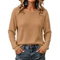 thumbnail image 1 of Sevevn Women's Soft Long Sleeve Crewneck Knit Jumper, Ribbed Knit Casual Pullover Sweater, Fall Tops for Office Casual, Shopping & Road Trips, 1 of 5
