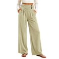 thumbnail image 1 of Sevevn Women's Soft Thick Vertical Rib Wide Leg Casual Pants High Waist Pleated Design With Side Pockets Fall Daily Wear Pants, 1 of 7