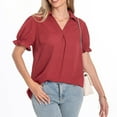 thumbnail image 1 of Sevevn Women's Solid Color Bubble Large Solid Lattice Fall Loose Button Long Sleeve Top Womens T-shirt, 1 of 9