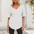 thumbnail image 1 of Sevevn Women's Solid Color Casual Fashion Pocket Hat Drawstring Short Sleeved V-Neck Top/Shirt, 1 of 6