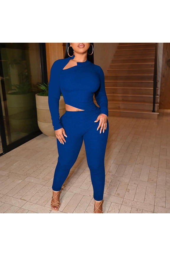 Women's Solid Color Casual Sexy Fashionable Waist Revealing Tight Zipper Jumpsuit Blue M Family Gifts