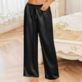 thumbnail image 1 of Sevevn Women's Solid Color Elastic Waist Pockets Pajama Pants Long Pants Black XXL Great Gifts for Less, 1 of 8