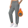 thumbnail image 1 of Sevevn Women's Solid Color Fleece Lined Warm Ankle Drawstring With Pocket Elastic Leggings Jogging Sports Pants, 1 of 7