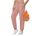 thumbnail image 1 of Sevevn Women's Solid Color Fleece Lined Warm Ankle Drawstring With Pocket Elastic Leggings Jogging Sports Pants, 1 of 7