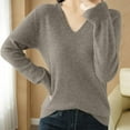 thumbnail image 1 of Sevevn Women's Solid Color Knitted Sweater Long Sleeved V-Neck Fashionable Top Coffee M Savings Up to 30% Off, 1 of 7