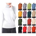 thumbnail image 1 of Sevevn Women's Solid Color Long Sleeved Blouses Turtleneck Slim Base Fashionable Top White S Summer, 1 of 5
