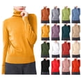 thumbnail image 1 of Sevevn Women's Solid Color Long Sleeved Blouses Turtleneck Slim Base Fashionable Top Yellow XL Deal of the Week, 1 of 5